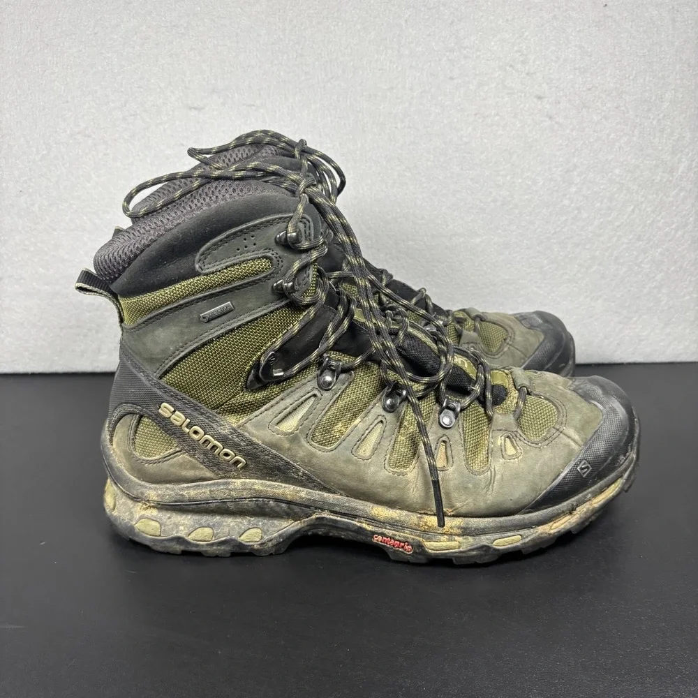 Salomon Quest 4D 2 GTX Hiking Boots Men's Size 12 Green Black Waterproof 373259
